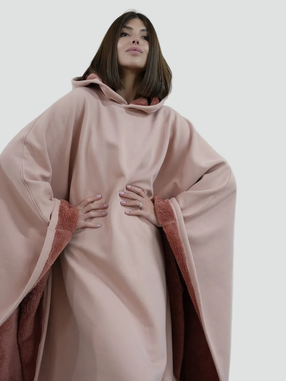 Damskie Poncho Koc Zimowa | z Kapturem