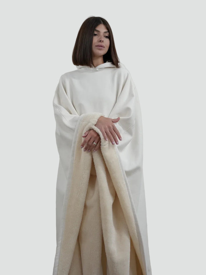 Damskie Poncho Koc Zimowa | z Kapturem