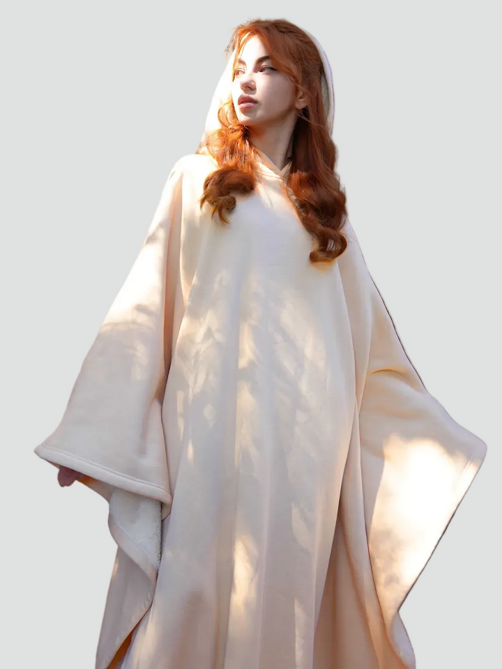 Damskie Poncho Koc Zimowa | z Kapturem