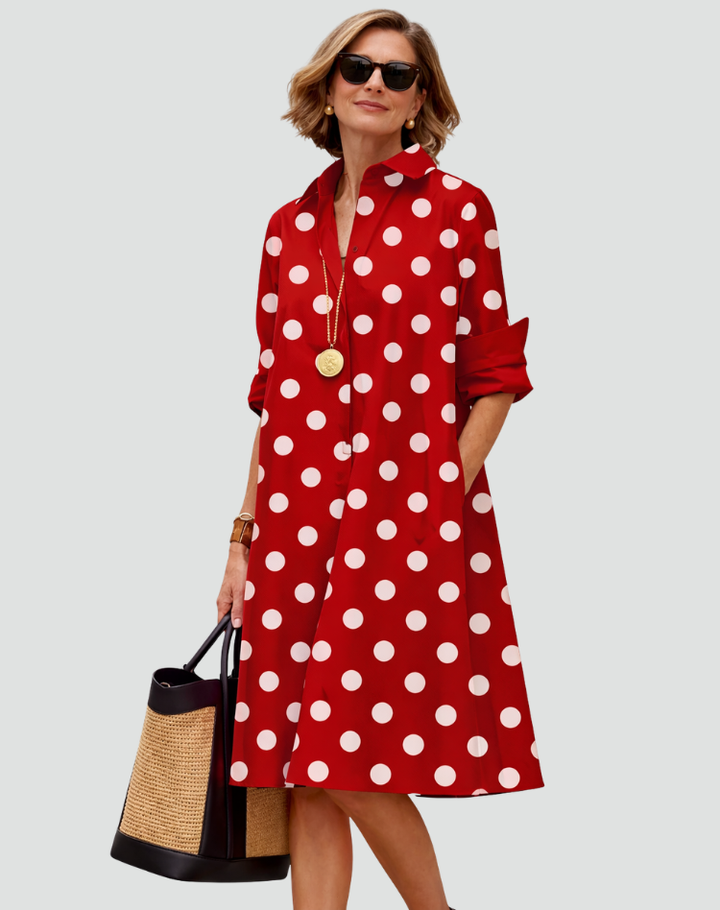 Damska Elegancka Sukienka Koszulowa | Midi