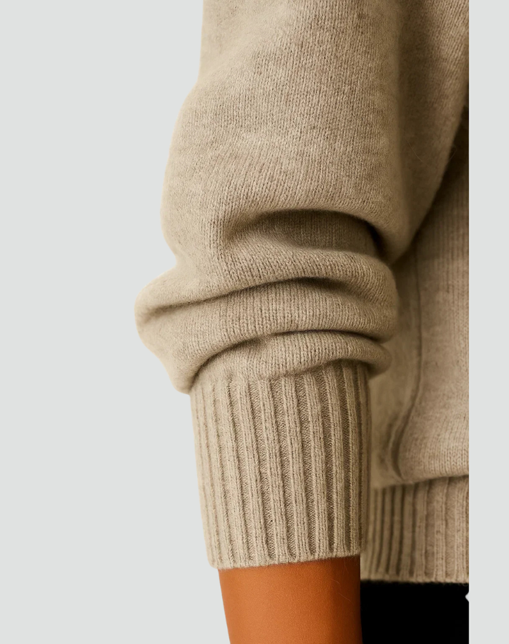 Damski Sweter Prążkowany V-neck z Dzianiny | Zimowa