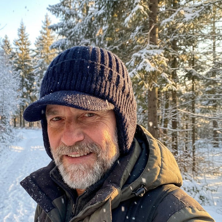 Unisex Czapka Zimowa Beanie z Daszkiem i Podszewką | Prążkowana
