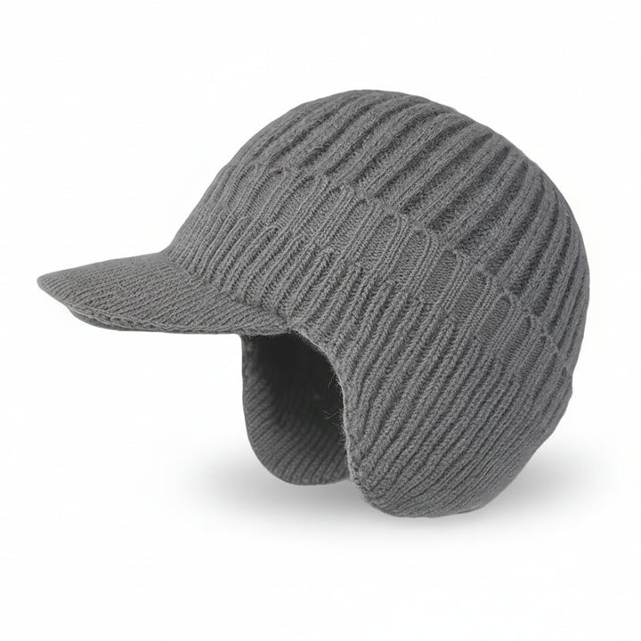 Unisex Czapka Zimowa Beanie z Daszkiem i Podszewką | Prążkowana