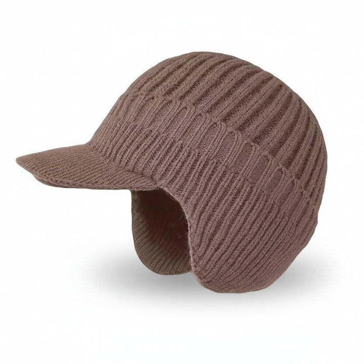 Unisex Czapka Zimowa Beanie z Daszkiem i Podszewką | Prążkowana