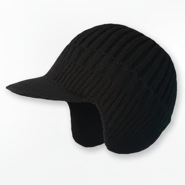 Unisex Czapka Zimowa Beanie z Daszkiem i Podszewką | Prążkowana