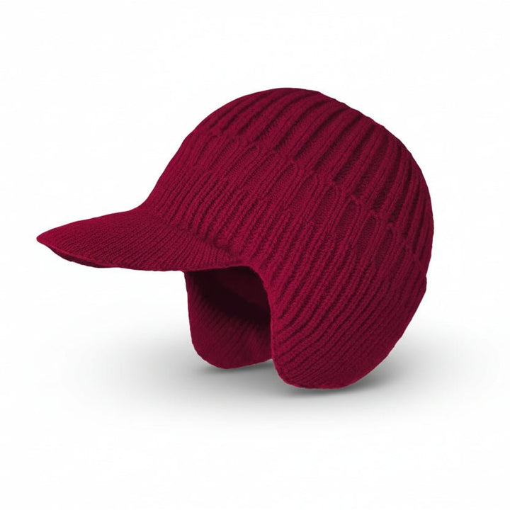 Unisex Czapka Zimowa Beanie z Daszkiem i Podszewką | Prążkowana