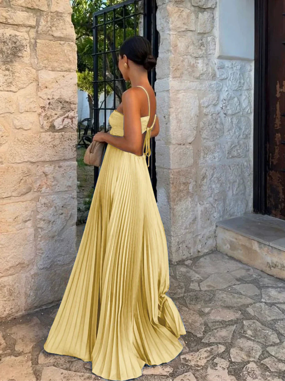 Damska Elegancka Plisowana Letnia Sukienka | Maxi