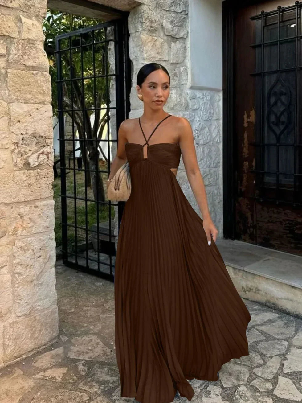 Damska Elegancka Plisowana Letnia Sukienka | Maxi