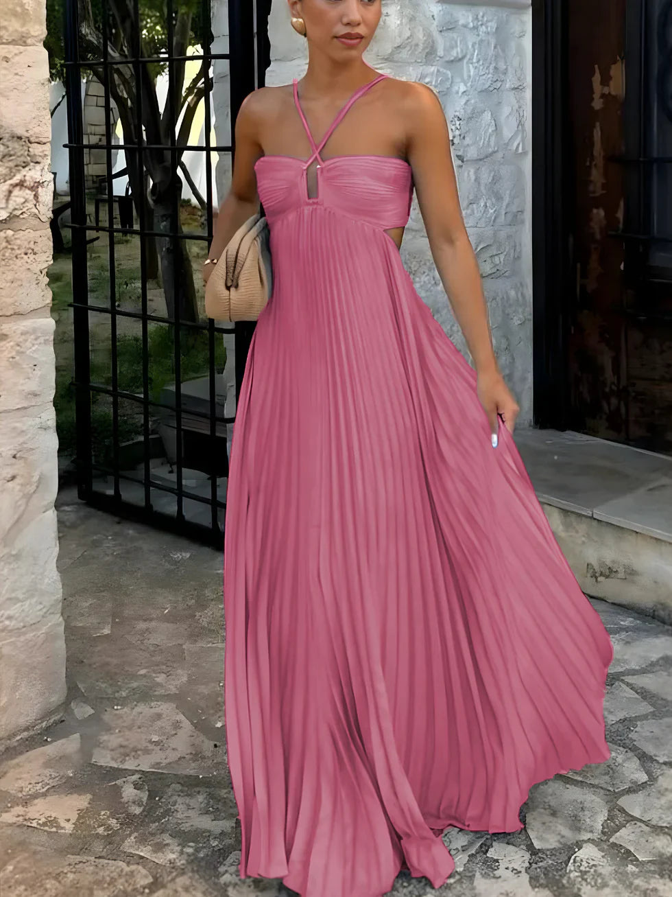 Damska Elegancka Plisowana Letnia Sukienka | Maxi