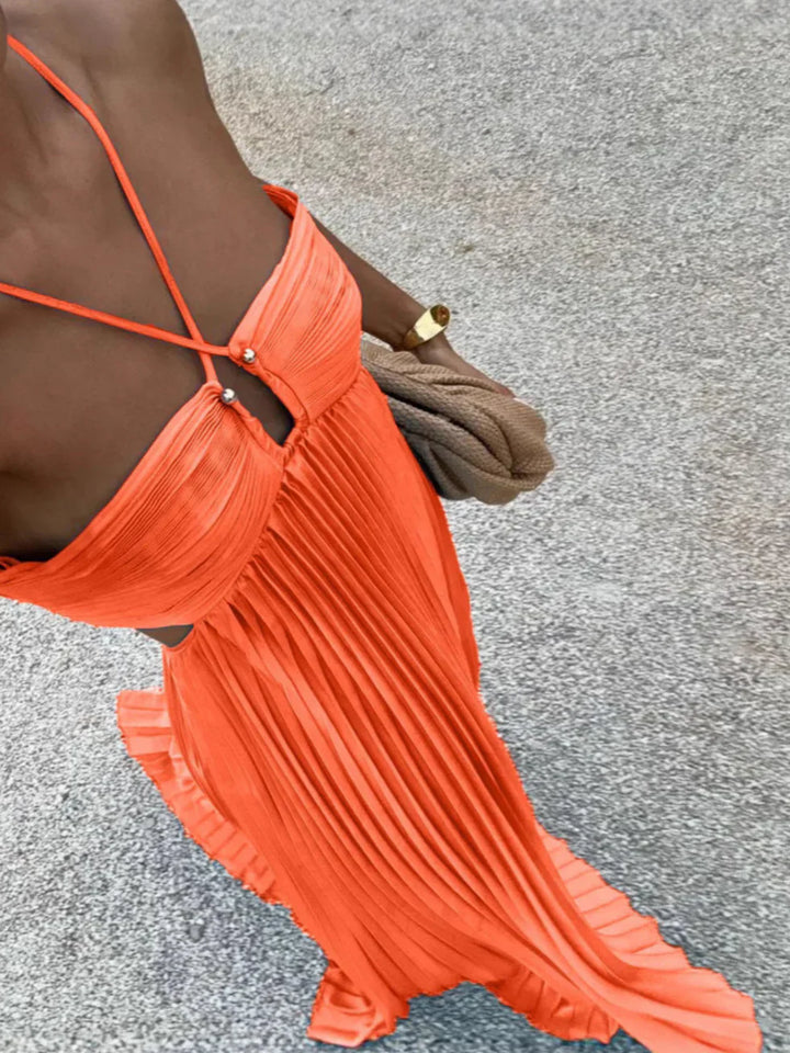 Damska Elegancka Plisowana Letnia Sukienka | Maxi