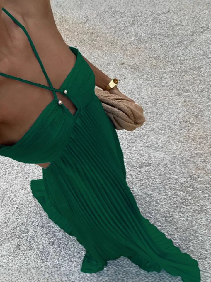Damska Elegancka Plisowana Letnia Sukienka | Maxi