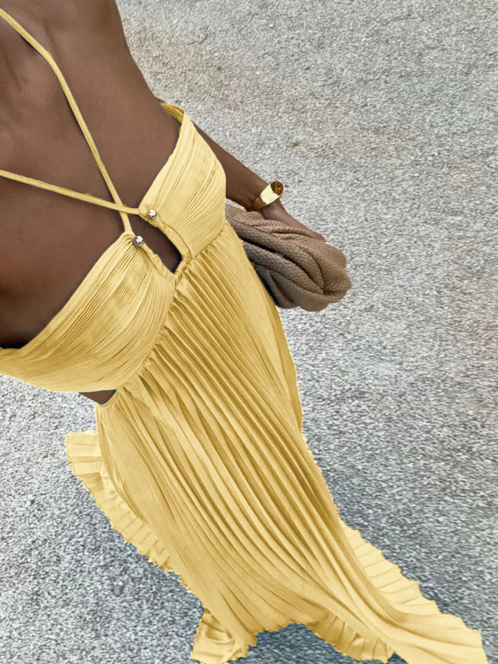 Damska Elegancka Plisowana Letnia Sukienka | Maxi