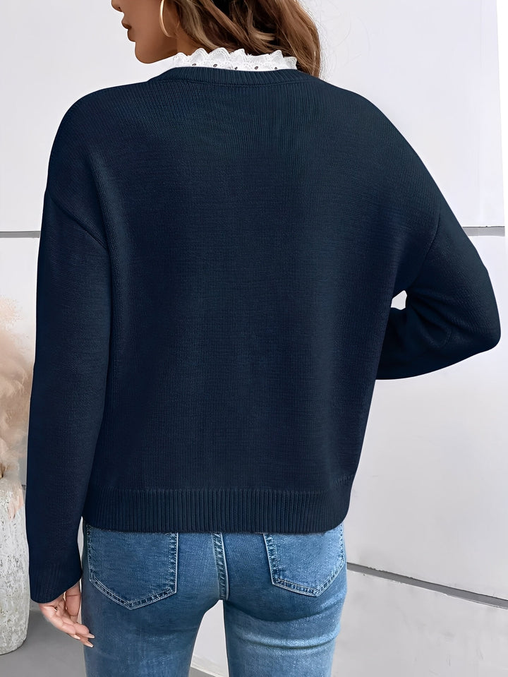 Damski Sweter Rozcięcie Szyja | Casual