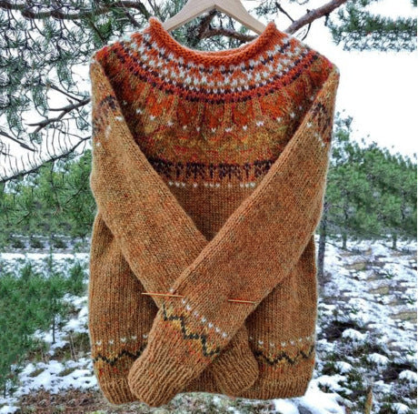 Damski Sweter Norweski Ciepły z Dzianiny | Zimowy