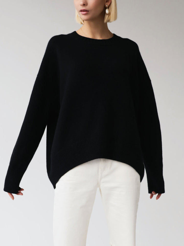 Damski Sweter z Dzianiny Prążkowany Oversize | Zimowy