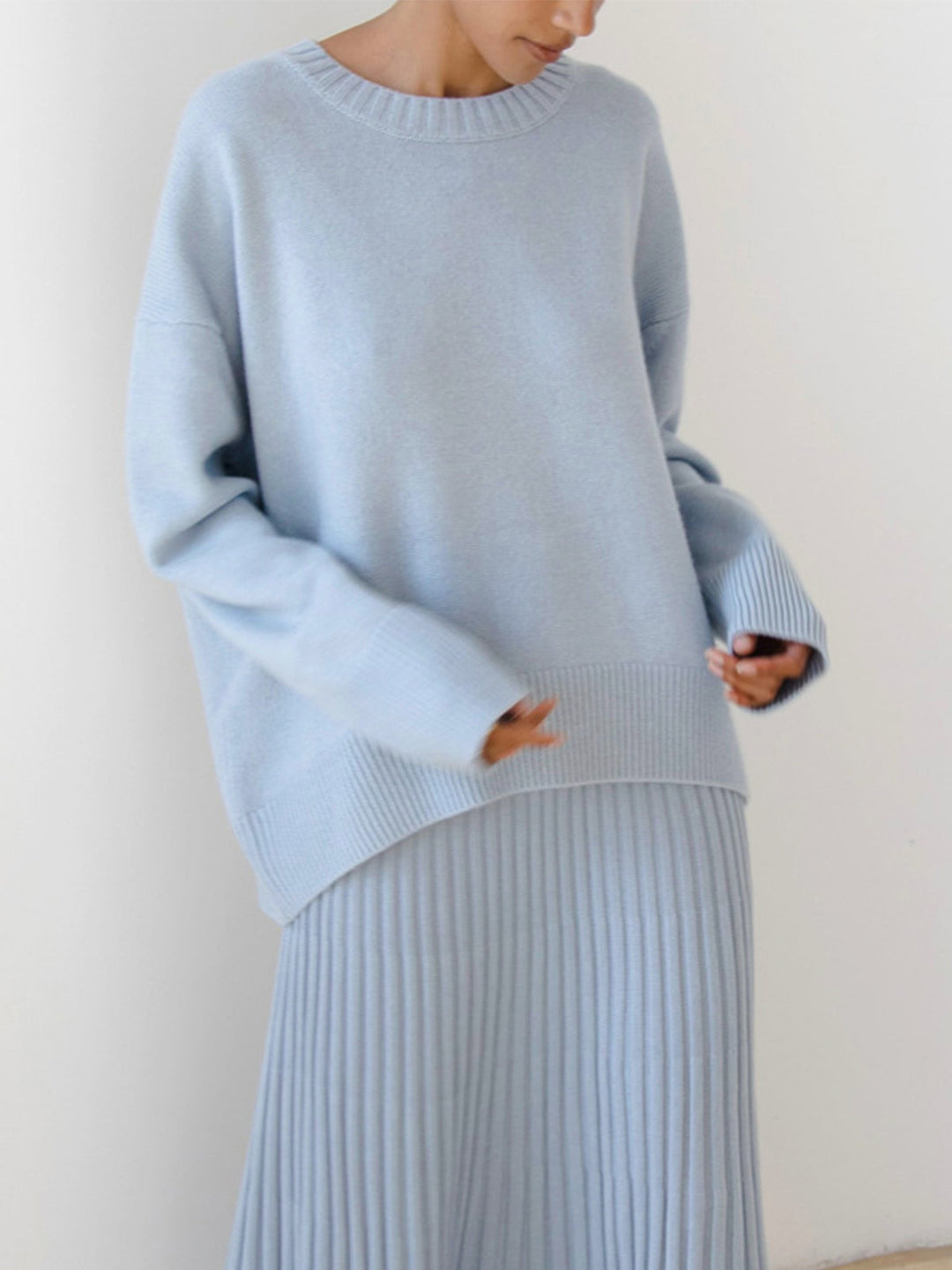 Damski Sweter z Dzianiny Prążkowany Oversize | Zimowy