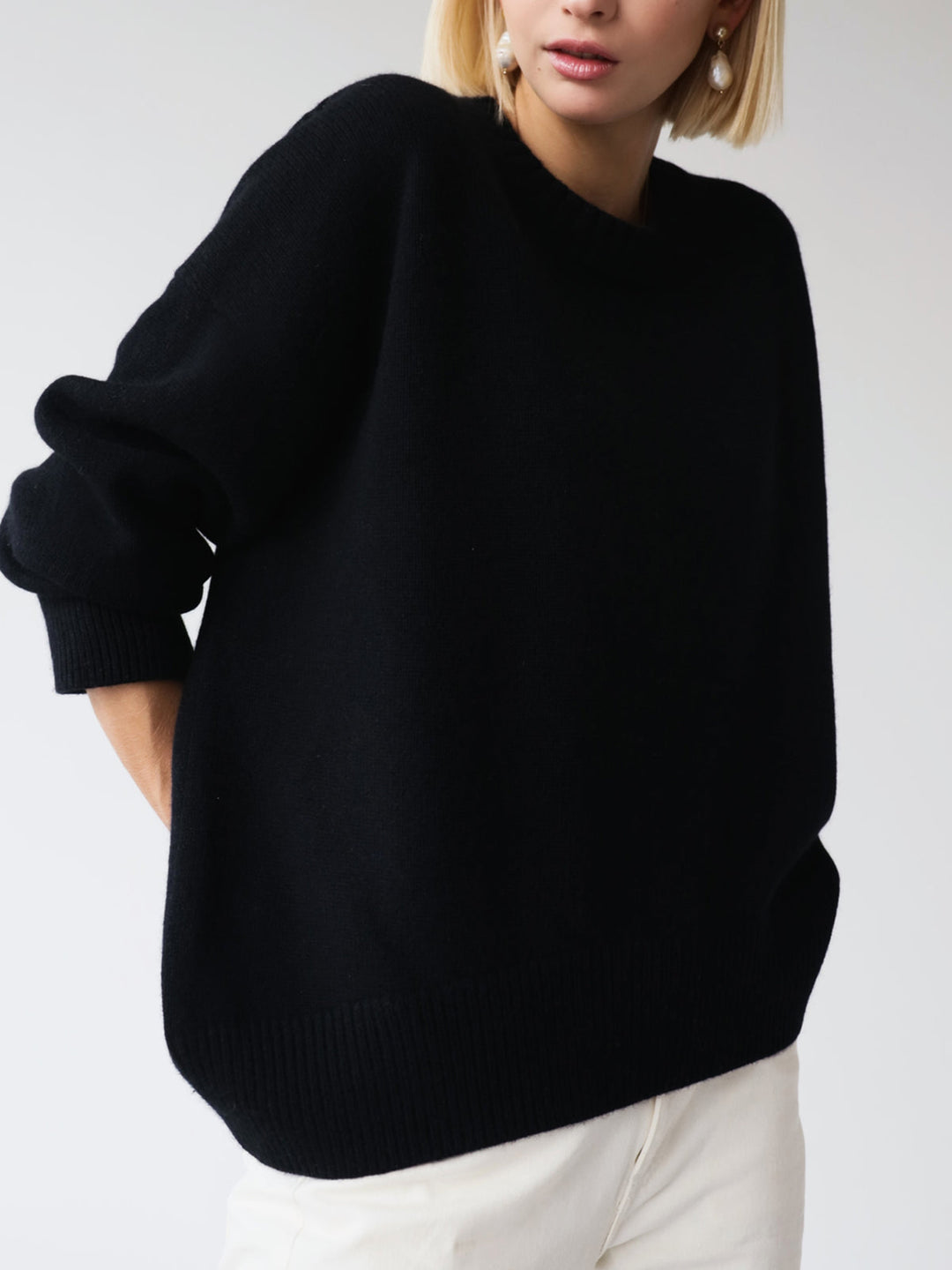 Damski Sweter z Dzianiny Prążkowany Oversize | Zimowy