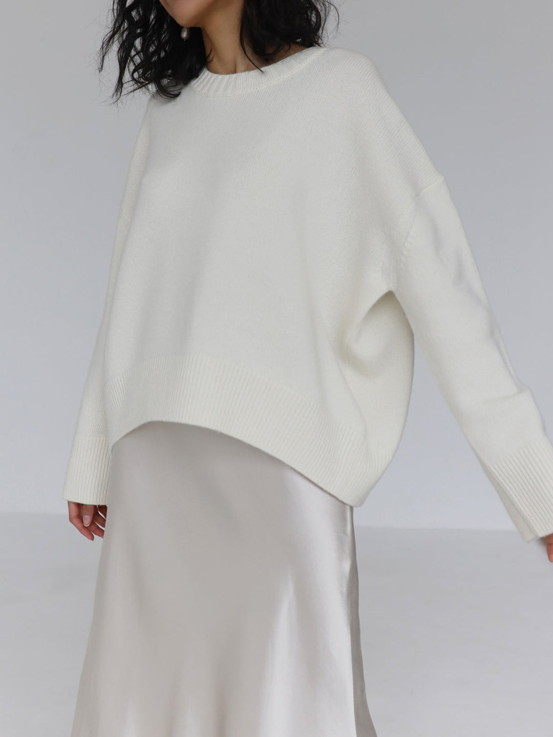 Damski Sweter z Dzianiny Prążkowany Oversize | Zimowy