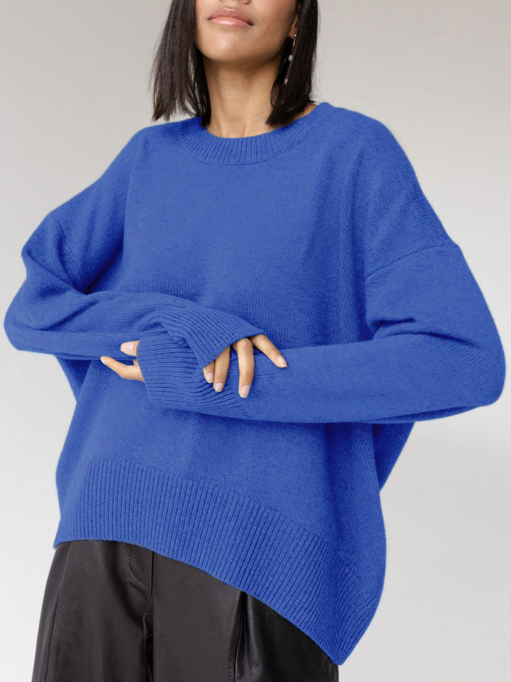Damski Sweter z Dzianiny Prążkowany Oversize | Zimowy