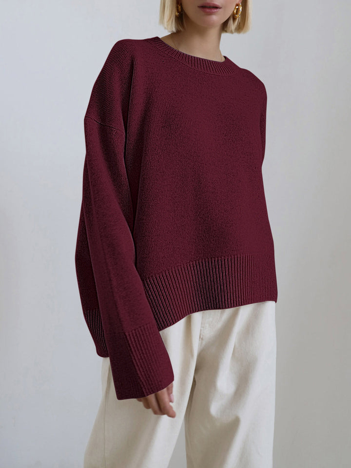 Damski Sweter z Dzianiny Prążkowany Oversize | Zimowy