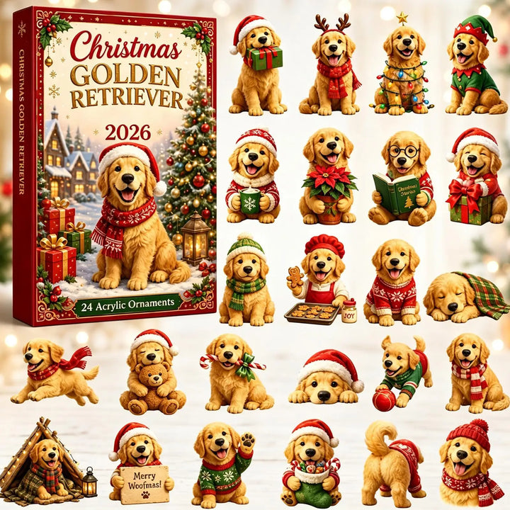Kalendarz Adwentowy z Zawieszkami Golden Retriever | Świąteczny