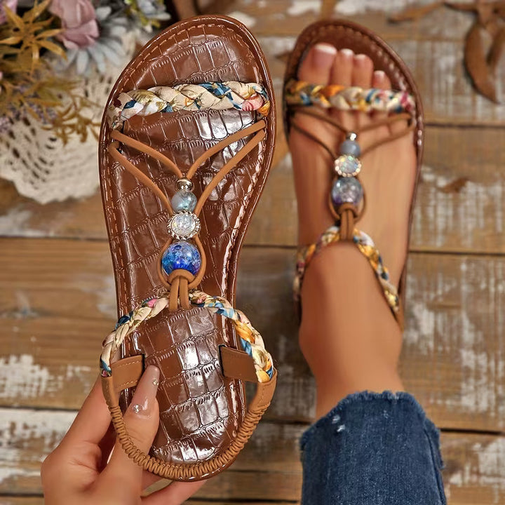 Damskie Sandały Boho z Koralikami | Pasek T