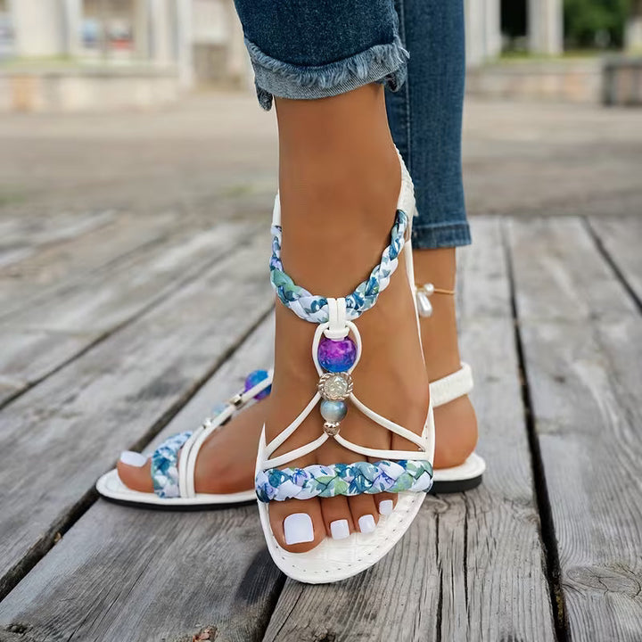 Damskie Sandały Boho z Koralikami | Pasek T