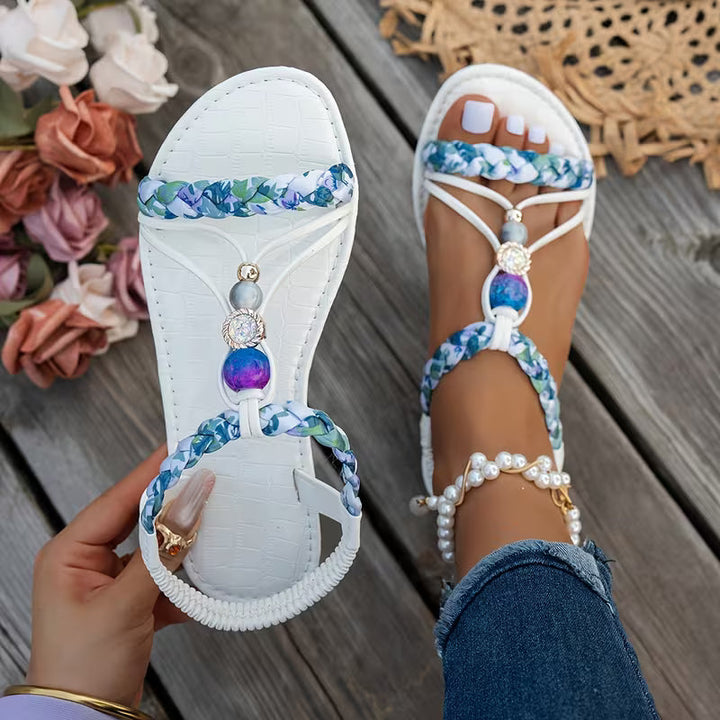 Damskie Sandały Boho z Koralikami | Pasek T