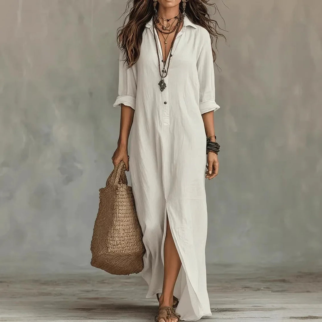Damska Sukienka Koszulowa Boho | Maxi