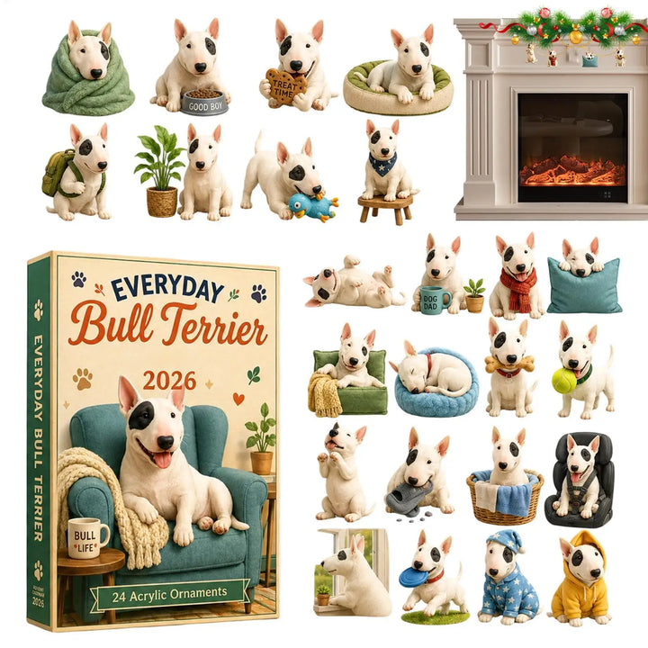 Kalendarz Adwentowy z Ozdobami Bull Terrier | Świąteczny