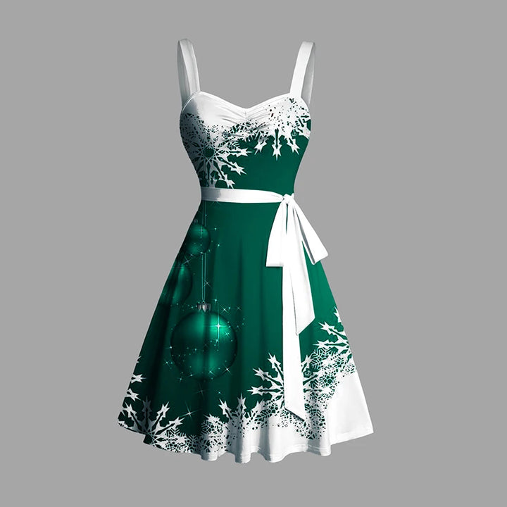 Damski Sukienka Mini Bez Rękawów Zimowa | Świąteczny
