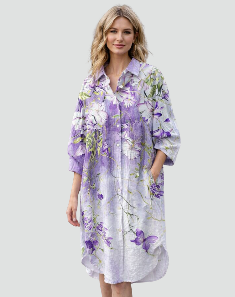 Damska Oversize Sukienka Koszulowa | Midi