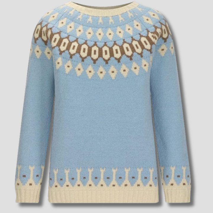 Damski Sweter Norweski Niebieski z Dzianiny | Zimowy
