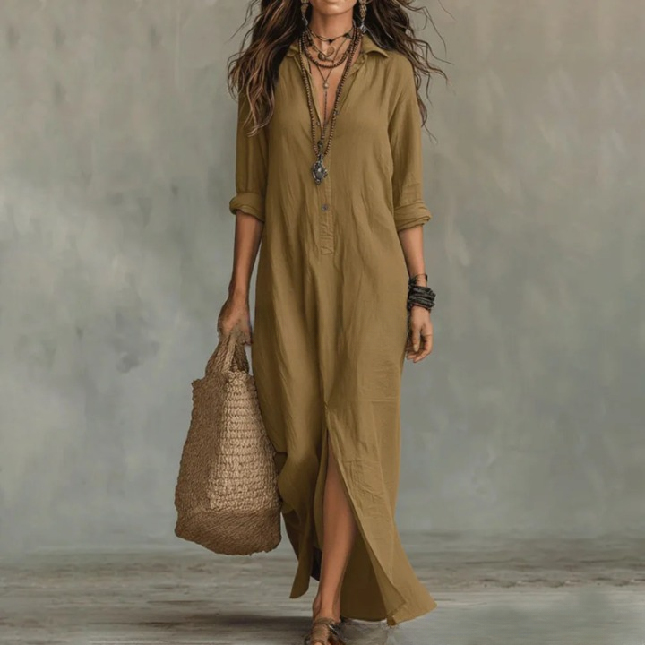Damska Sukienka Koszulowa Boho | Maxi