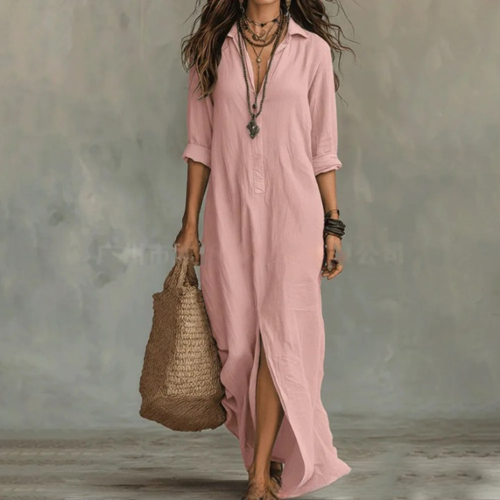 Damska Sukienka Koszulowa Boho | Maxi
