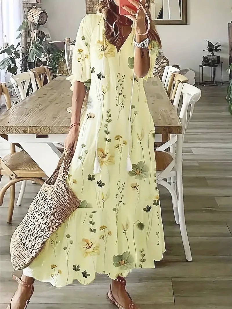 Damska Sukienka Boho z Nadrukiem | Maxi