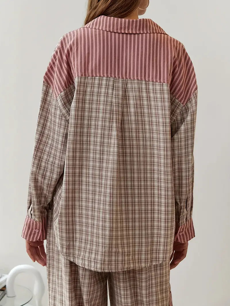 Damski Komplet Guzik Koszula Spodnie | Oversize