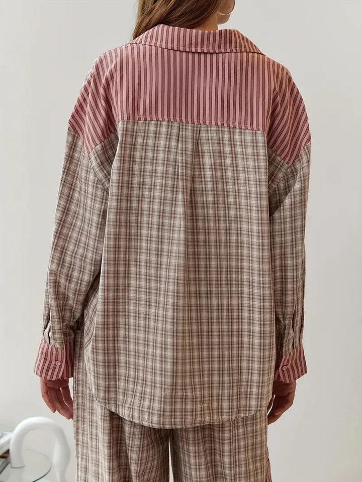 Damski Komplet Guzik Koszula Spodnie | Oversize