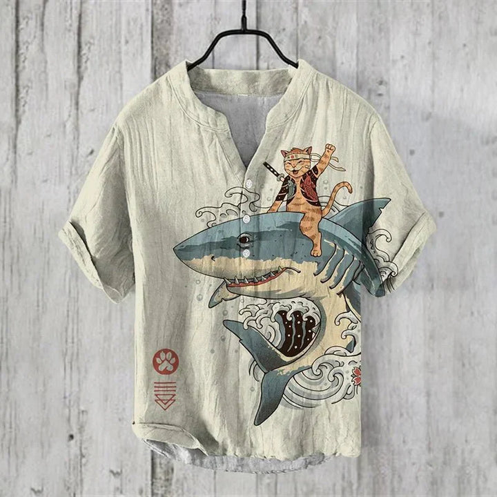 Męska Vintage Kwiatowa Koszula | Krótki Rękaw