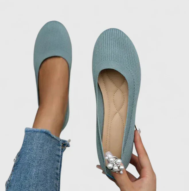Damskie Płaskie Buty z Okrągłym Noskiem | Wsuwane