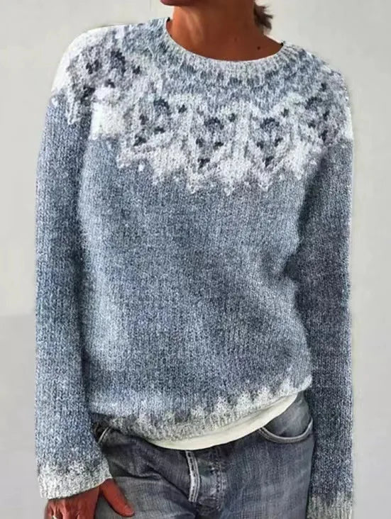 Damski Sweter Wzorzysty z Dzianiny | Zimowy