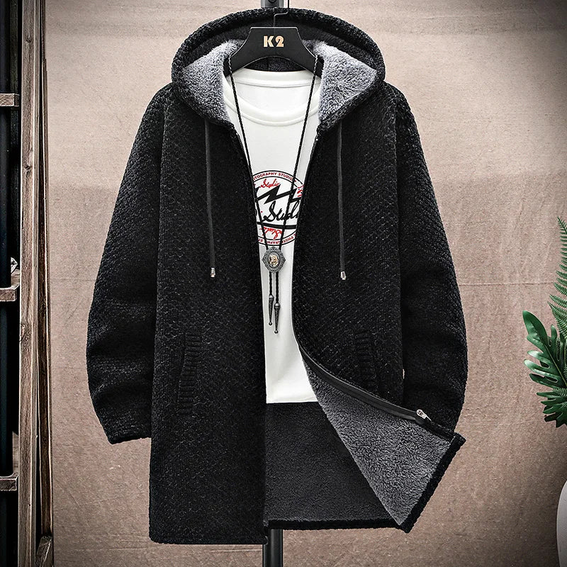 Męska Bluza z Kapturem Streetwear Zamek | Długa