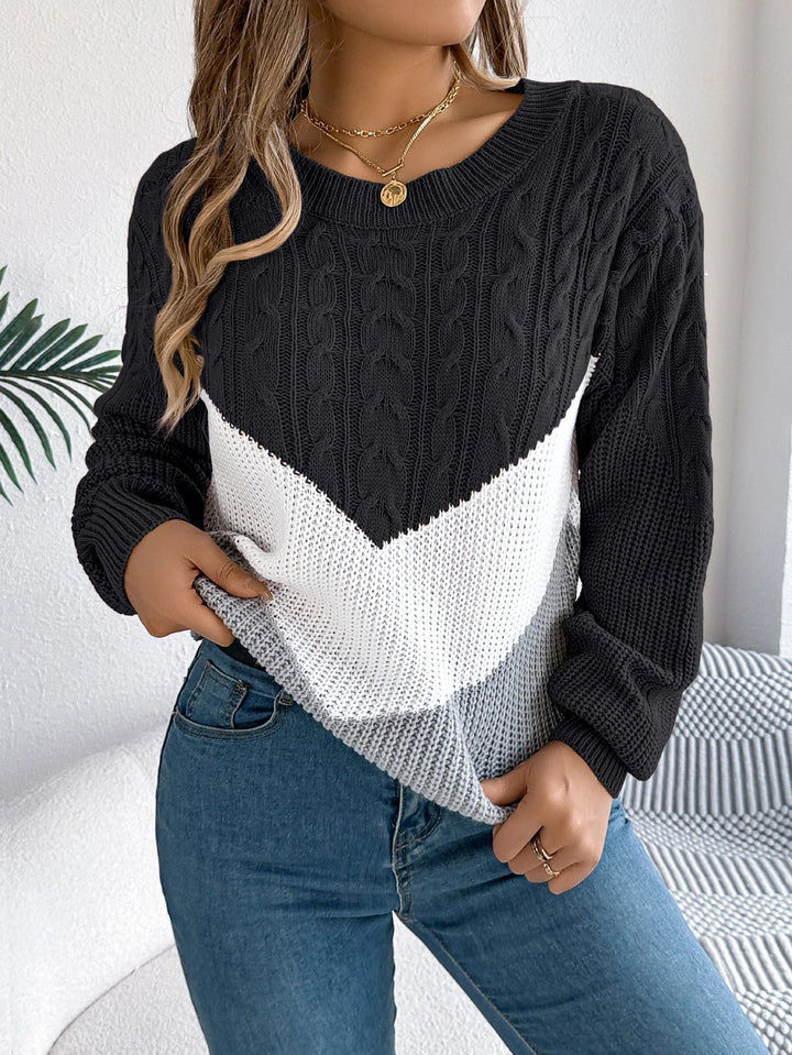 Damski Sweter Kolorowy Warkocz | Chevron