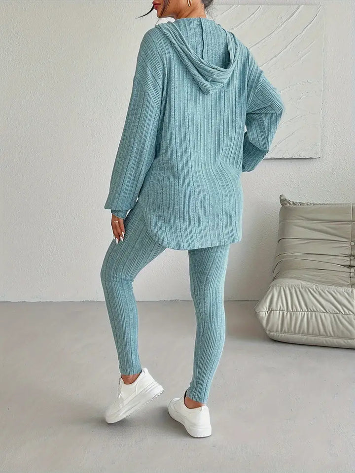 Damski Komplet Prążkowany Slim Fit z Dzianiny | Oversize