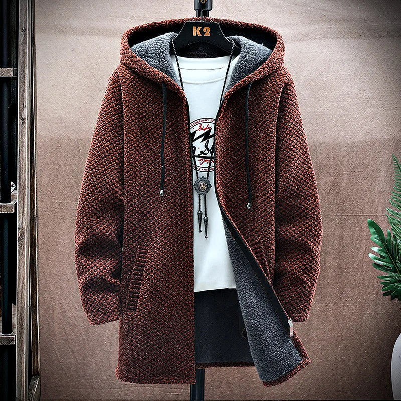 Męska Bluza z Kapturem Streetwear Zamek | Długa