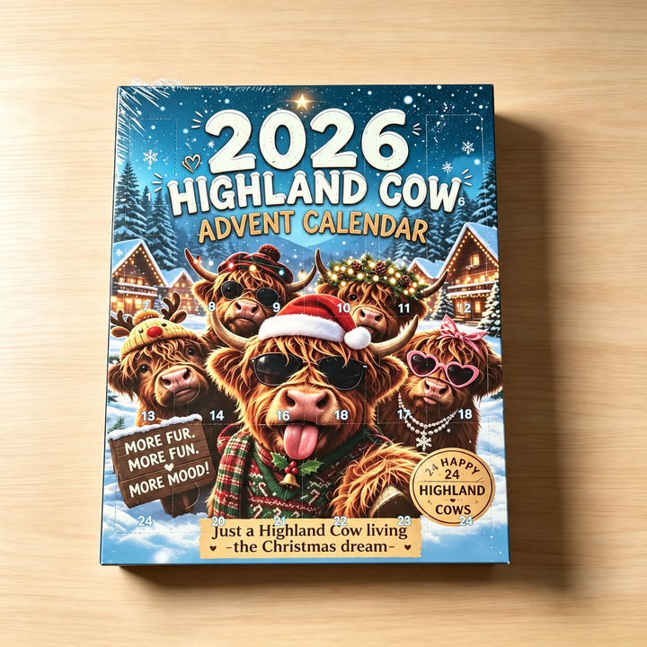 Kalendarz Adwentowy Z Mini Figurkami Krów Highland | Świąteczny
