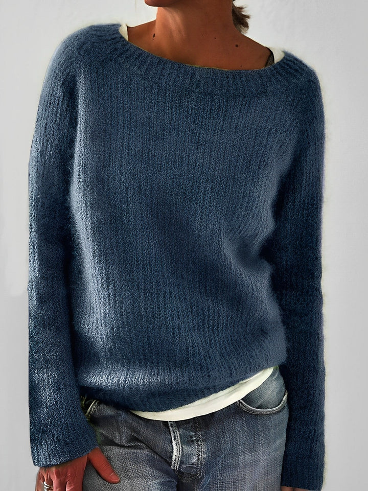 Damski Sweter Oversize Prążkowany z Dzianiny | Zimowy