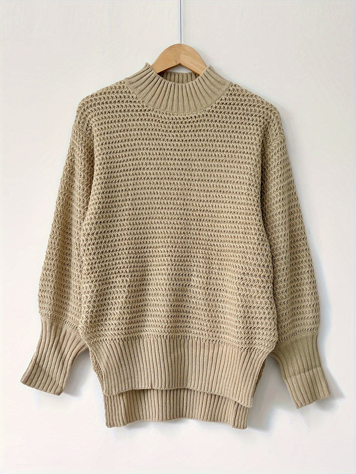Damski Sweter Oversize Prążkowany z Dzianiny | Ciepły