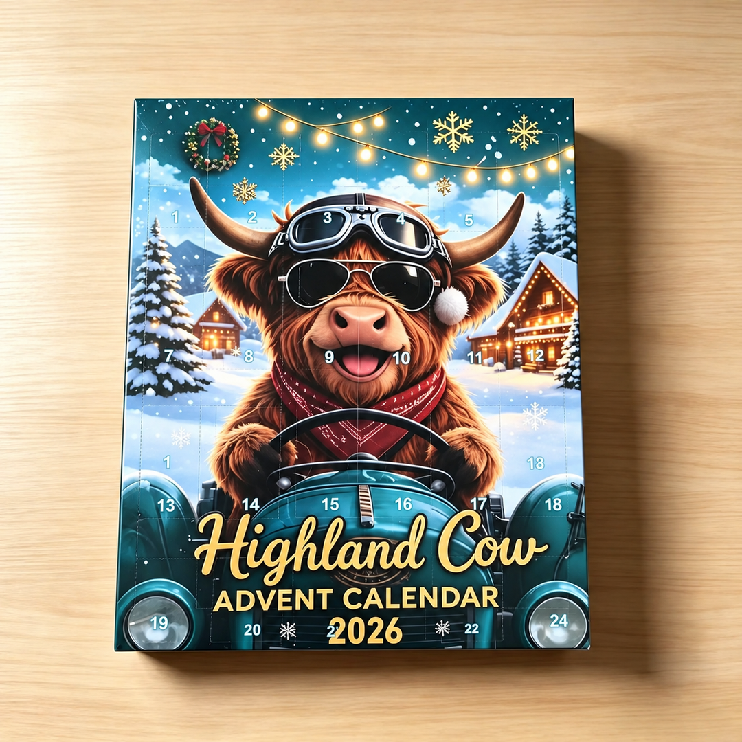 Kalendarz Adwentowy Z Mini Figurkami Krów Highland | Świąteczny