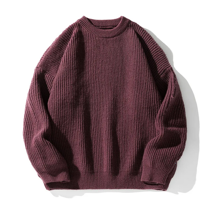Męski Sweter Oversize Ciepły z Dzianiny | Prążek